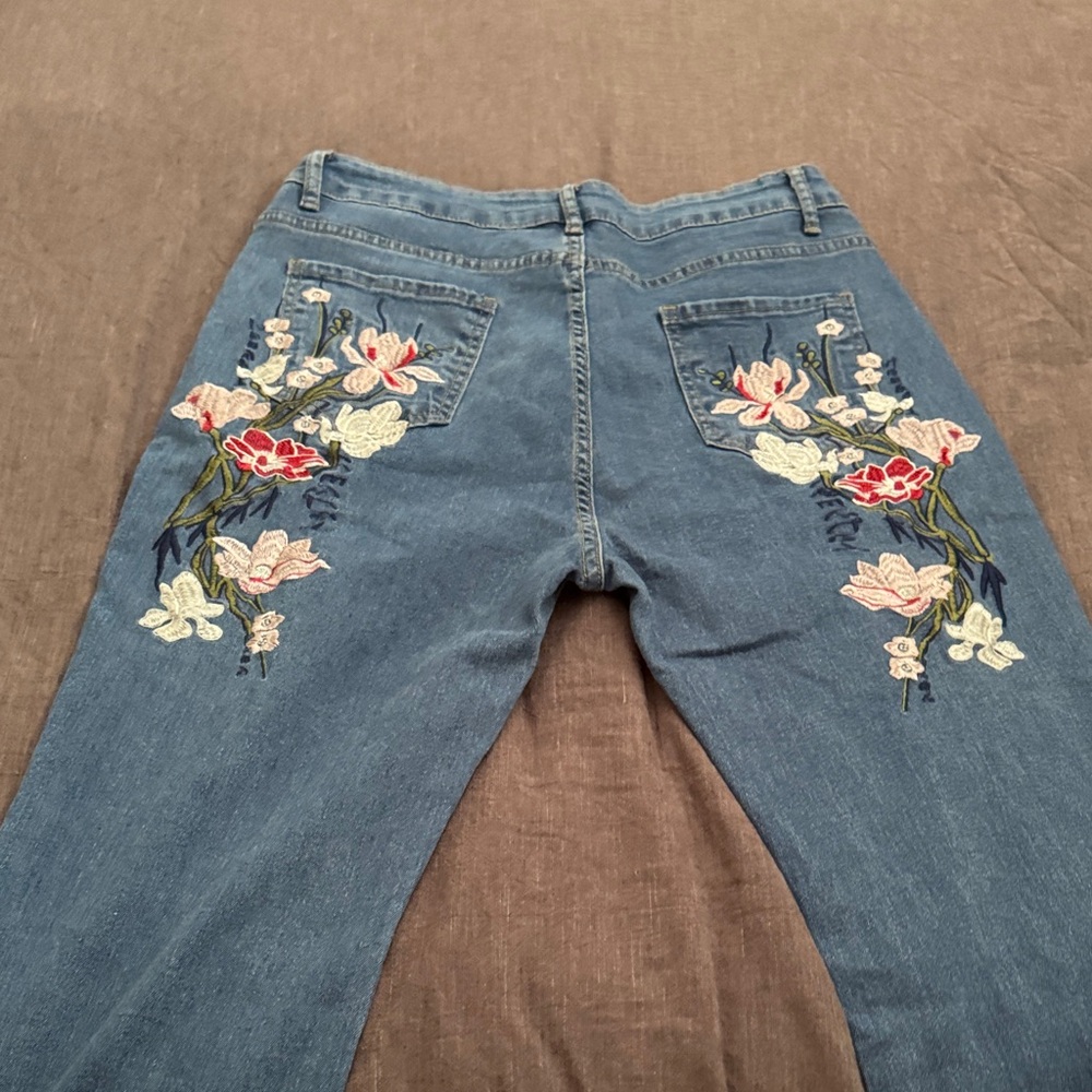 Embroidered on Rear Blue Jeans